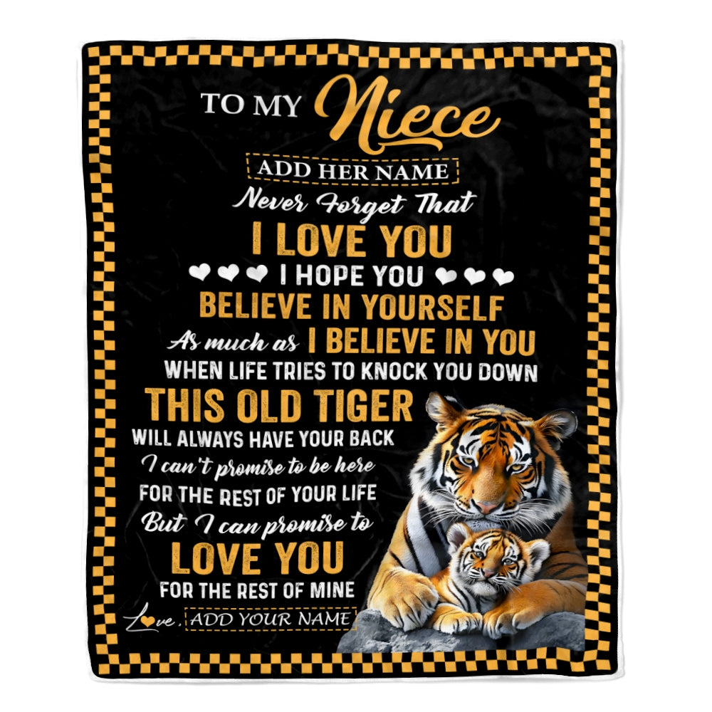 Personalized To My Niece Gifts Blanket From Aunt Uncle Auntie This Old Tiger Love You Niece Birthday Gifts Graduation Christmas Customized Fleece Blanket | siriusteestore