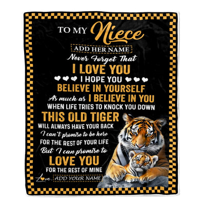 Personalized To My Niece Gifts Blanket From Aunt Uncle Auntie This Old Tiger Love You Niece Birthday Gifts Graduation Christmas Customized Fleece Blanket | siriusteestore