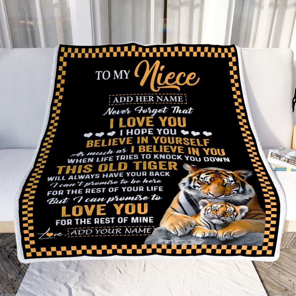 Personalized To My Niece Gifts Blanket From Aunt Uncle Auntie This Old Tiger Love You Niece Birthday Gifts Graduation Christmas Customized Fleece Blanket | siriusteestore