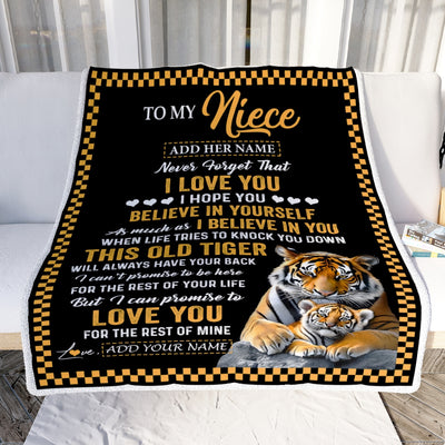 Personalized To My Niece Gifts Blanket From Aunt Uncle Auntie This Old Tiger Love You Niece Birthday Gifts Graduation Christmas Customized Fleece Blanket | siriusteestore