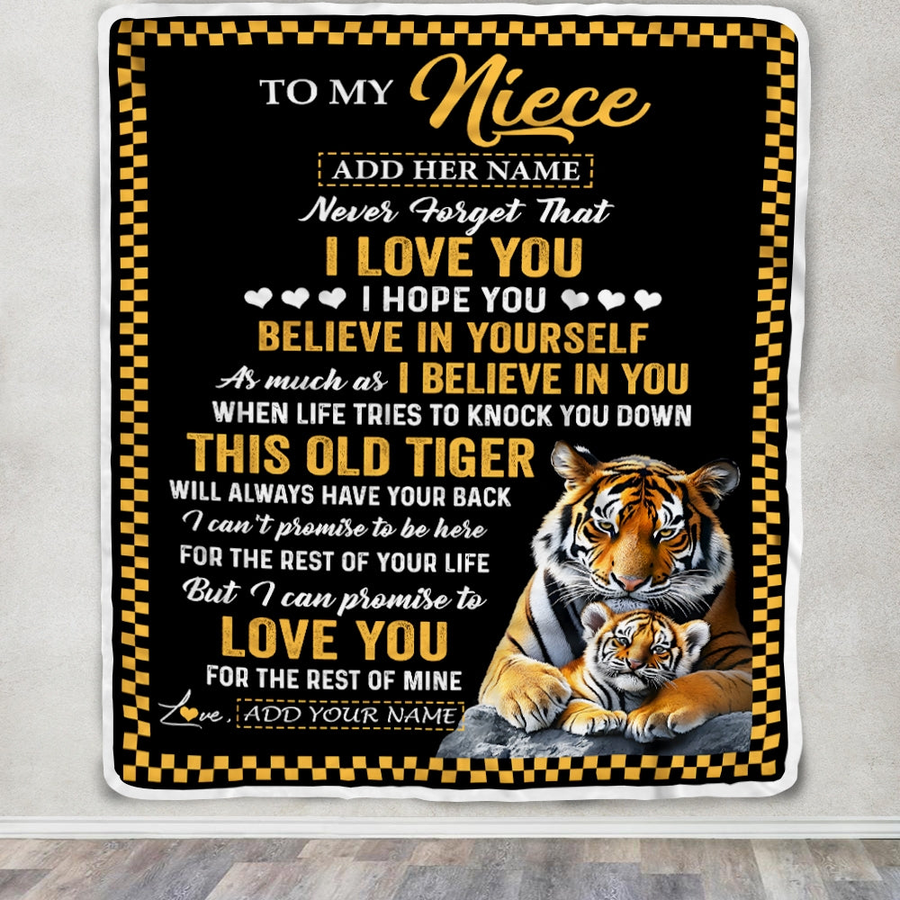 Personalized To My Niece Gifts Blanket From Aunt Uncle Auntie This Old Tiger Love You Niece Birthday Gifts Graduation Christmas Customized Fleece Blanket | siriusteestore