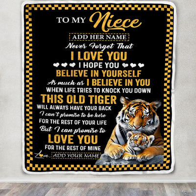 Personalized To My Niece Gifts Blanket From Aunt Uncle Auntie This Old Tiger Love You Niece Birthday Gifts Graduation Christmas Customized Fleece Blanket | siriusteestore