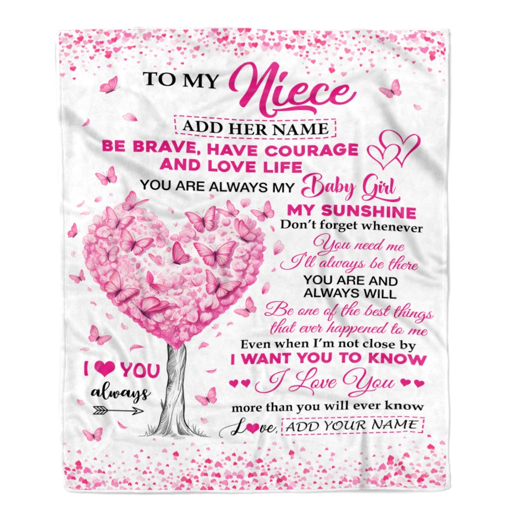 Personalized To My Niece Gifts Blanket From Aunt Uncle Auntie Tree I Love You Always Niece Birthday Gifts Mothers Day Christmas Custom Fleece Throw Blanket | siriusteestore