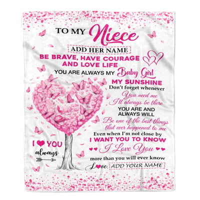 Personalized To My Niece Gifts Blanket From Aunt Uncle Auntie Tree I Love You Always Niece Birthday Gifts Mothers Day Christmas Custom Fleece Throw Blanket | siriusteestore