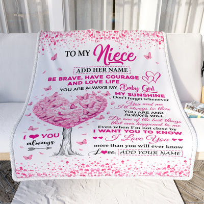 Personalized To My Niece Gifts Blanket From Aunt Uncle Auntie Tree I Love You Always Niece Birthday Gifts Mothers Day Christmas Custom Fleece Throw Blanket | siriusteestore