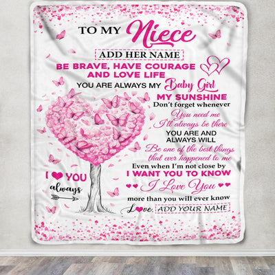 Personalized To My Niece Gifts Blanket From Aunt Uncle Auntie Tree I Love You Always Niece Birthday Gifts Mothers Day Christmas Custom Fleece Throw Blanket | siriusteestore