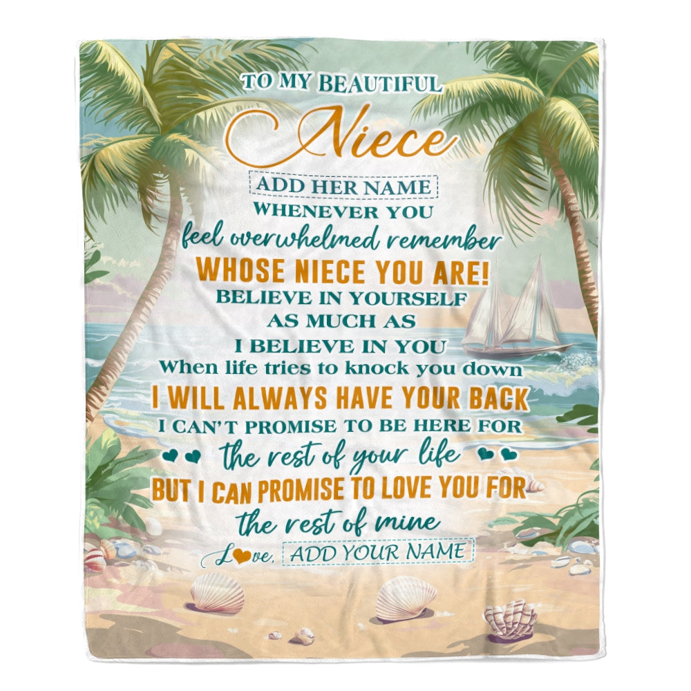 Personalized To My Niece Gifts Blanket From Aunt Uncle Auntie Whenever You Feel Beach Niece Birthday Gifts Graduation Christmas Customized Fleece Blanket | siriusteestore