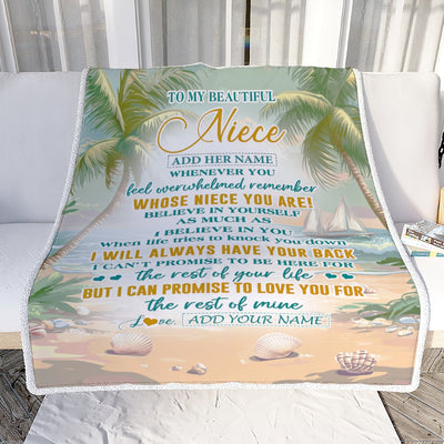 Personalized To My Niece Gifts Blanket From Aunt Uncle Auntie Whenever You Feel Beach Niece Birthday Gifts Graduation Christmas Customized Fleece Blanket | siriusteestore