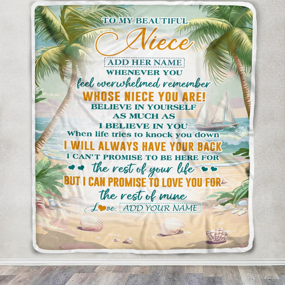Personalized To My Niece Gifts Blanket From Aunt Uncle Auntie Whenever You Feel Beach Niece Birthday Gifts Graduation Christmas Customized Fleece Blanket | siriusteestore