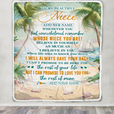 Personalized To My Niece Gifts Blanket From Aunt Uncle Auntie Whenever You Feel Beach Niece Birthday Gifts Graduation Christmas Customized Fleece Blanket | siriusteestore