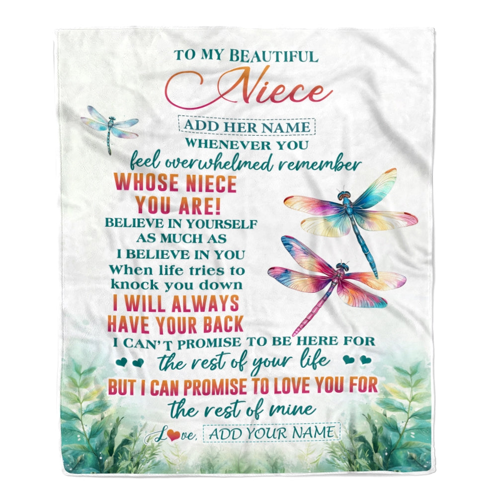 Personalized To My Niece Gifts Blanket From Aunt Uncle Auntie Whenever You Feel Dragonfly Niece Birthday Gifts Graduation Christmas Customized Fleece Blanket | siriusteestore