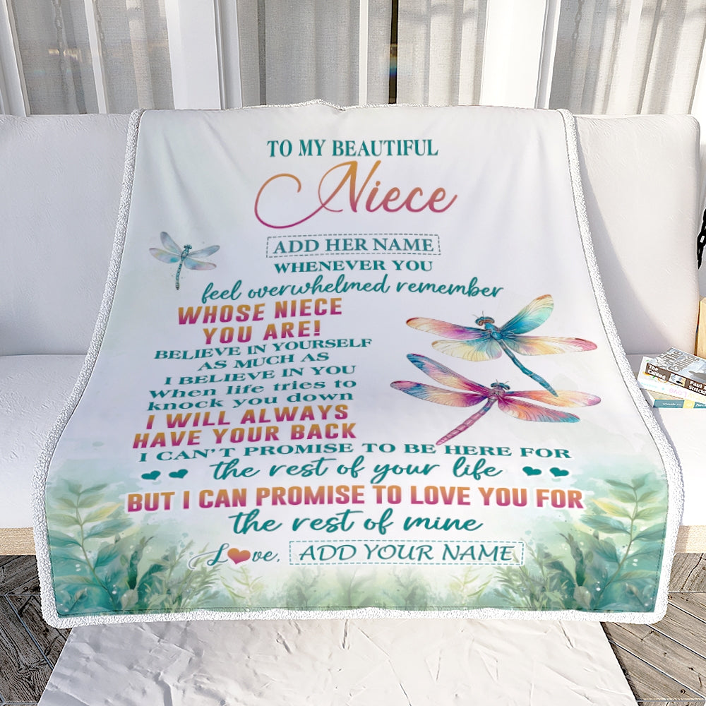 Personalized To My Niece Gifts Blanket From Aunt Uncle Auntie Whenever You Feel Dragonfly Niece Birthday Gifts Graduation Christmas Customized Fleece Blanket | siriusteestore