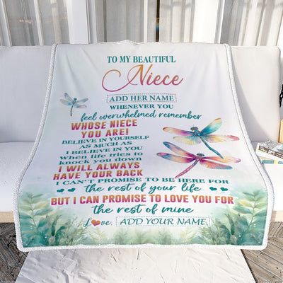 Personalized To My Niece Gifts Blanket From Aunt Uncle Auntie Whenever You Feel Dragonfly Niece Birthday Gifts Graduation Christmas Customized Fleece Blanket | siriusteestore