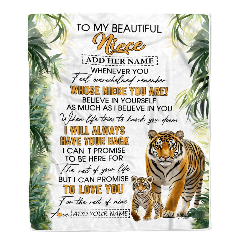 Personalized To My Niece Gifts Blanket From Aunt Uncle Auntie Whenever You Feel Tiger Niece Birthday Gifts Graduation Christmas Customized Fleece Blanket | siriusteestore