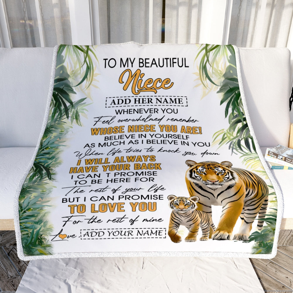 Personalized To My Niece Gifts Blanket From Aunt Uncle Auntie Whenever You Feel Tiger Niece Birthday Gifts Graduation Christmas Customized Fleece Blanket | siriusteestore