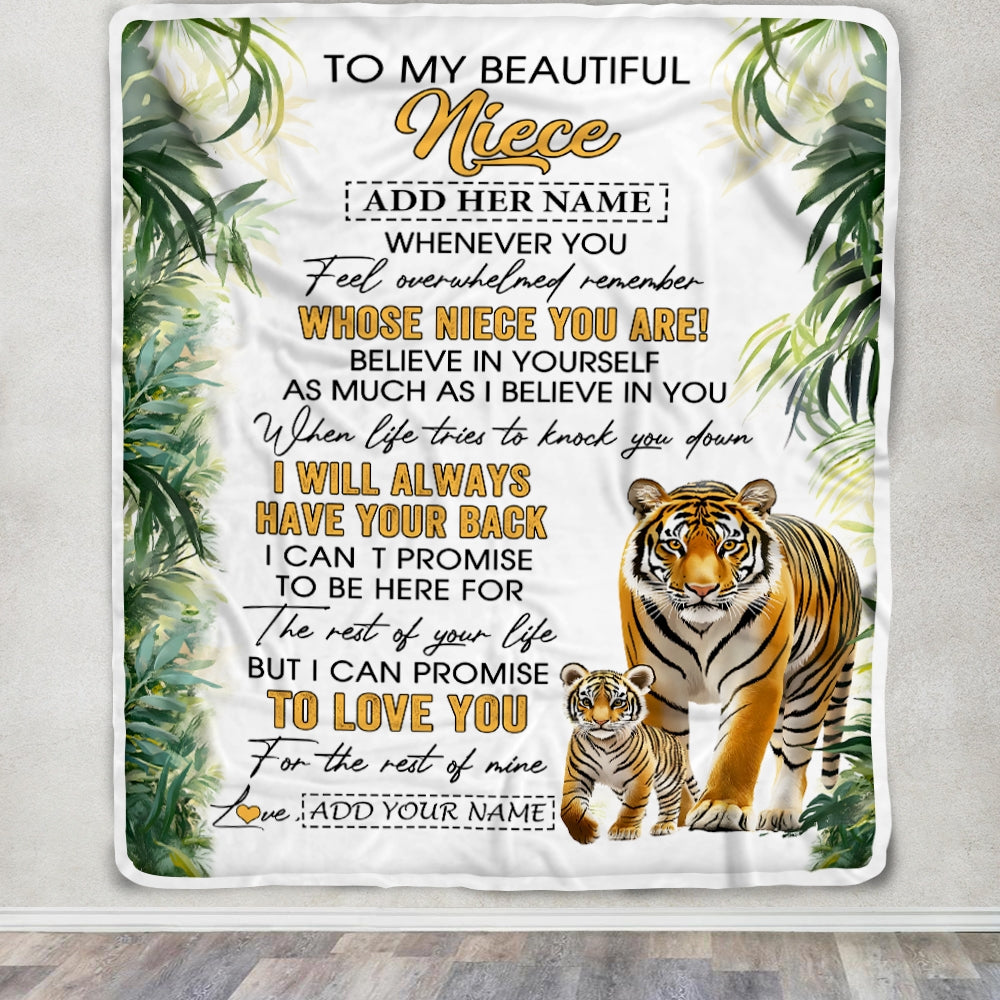 Personalized To My Niece Gifts Blanket From Aunt Uncle Auntie Whenever You Feel Tiger Niece Birthday Gifts Graduation Christmas Customized Fleece Blanket | siriusteestore