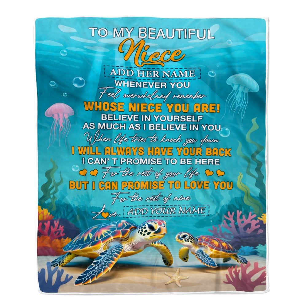 Personalized To My Niece Gifts Blanket From Aunt Uncle Auntie Whenever You Feel Turtle Niece Birthday Gifts Graduation Christmas Customized Fleece Blanket | siriusteestore