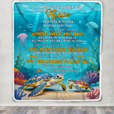 Personalized To My Niece Gifts Blanket From Aunt Uncle Auntie Whenever You Feel Turtle Niece Birthday Gifts Graduation Christmas Customized Fleece Blanket | siriusteestore