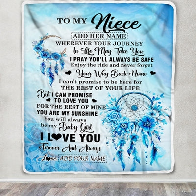 Personalized To My Niece Gifts Blanket From Aunt Uncle Auntie Wherever Your Journey In Life Dream Catcher Niece Birthday Gifts Warm Customized Fleece Throw Blanket | siriusteestore