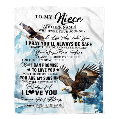 Personalized To My Niece Gifts Blanket From Aunt Uncle Auntie Wherever Your Journey In Life Eagle Niece Birthday Gifts Warm Customized Fleece Throw Blanket | siriusteestore