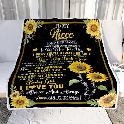 Personalized To My Niece Gifts Blanket From Aunt Uncle Auntie Wherever Your Journey In Life Sunflower Niece Birthday Gifts Warm Customized Fleece Throw Blanket | siriusteestore