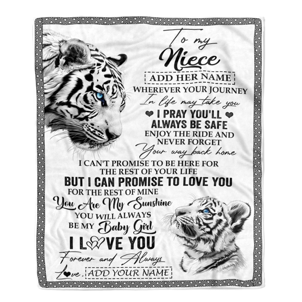 Personalized To My Niece Gifts Blanket From Aunt Uncle Auntie Wherever Your Journey In Life White Tier Niece Birthday Gifts Christmas Custom Fleece Blanket | siriusteestore
