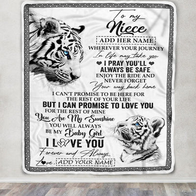 Personalized To My Niece Gifts Blanket From Aunt Uncle Auntie Wherever Your Journey In Life White Tier Niece Birthday Gifts Christmas Custom Fleece Blanket | siriusteestore
