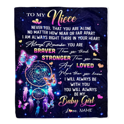 Personalized To My Niece Gifts Blanket From Aunt Uncle Dream Catcher Butterfly Girl Niece Gifts Birthday Graduation Christmas Customized Fleece Throw Blanket | siriusteestore
