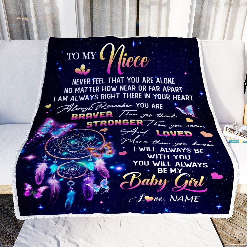 Personalized To My Niece Gifts Blanket From Aunt Uncle Dream Catcher Butterfly Girl Niece Gifts Birthday Graduation Christmas Customized Fleece Throw Blanket | siriusteestore