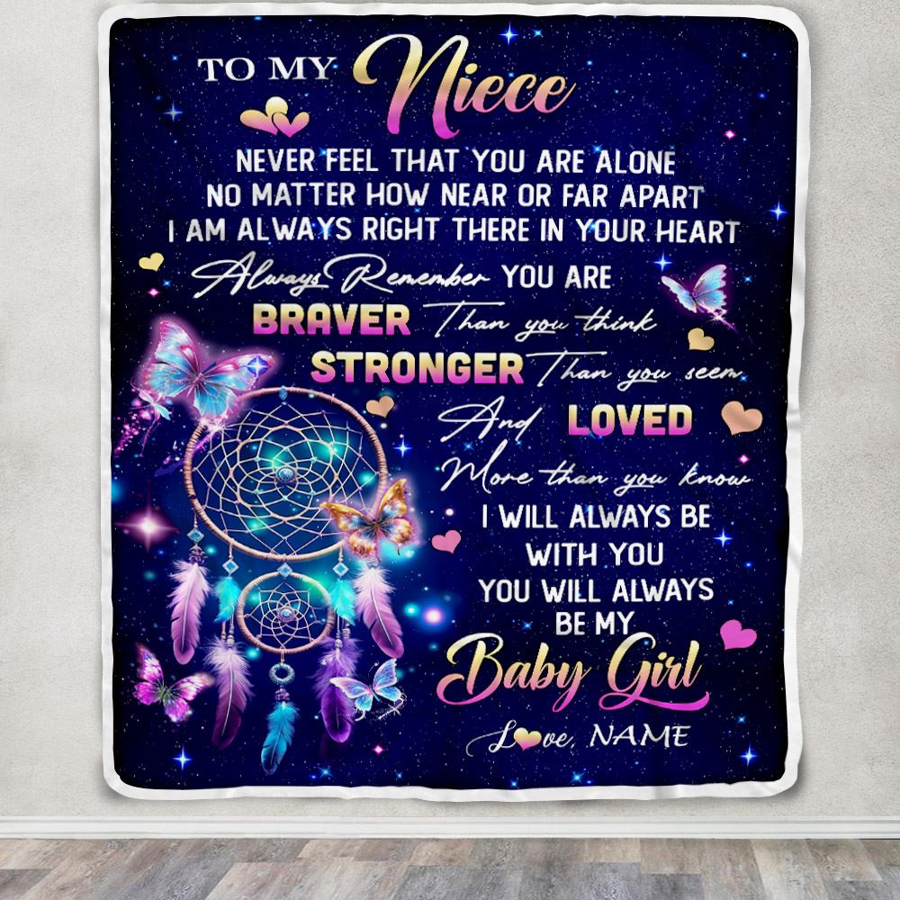 Personalized To My Niece Gifts Blanket From Aunt Uncle Dream Catcher Butterfly Girl Niece Gifts Birthday Graduation Christmas Customized Fleece Throw Blanket | siriusteestore