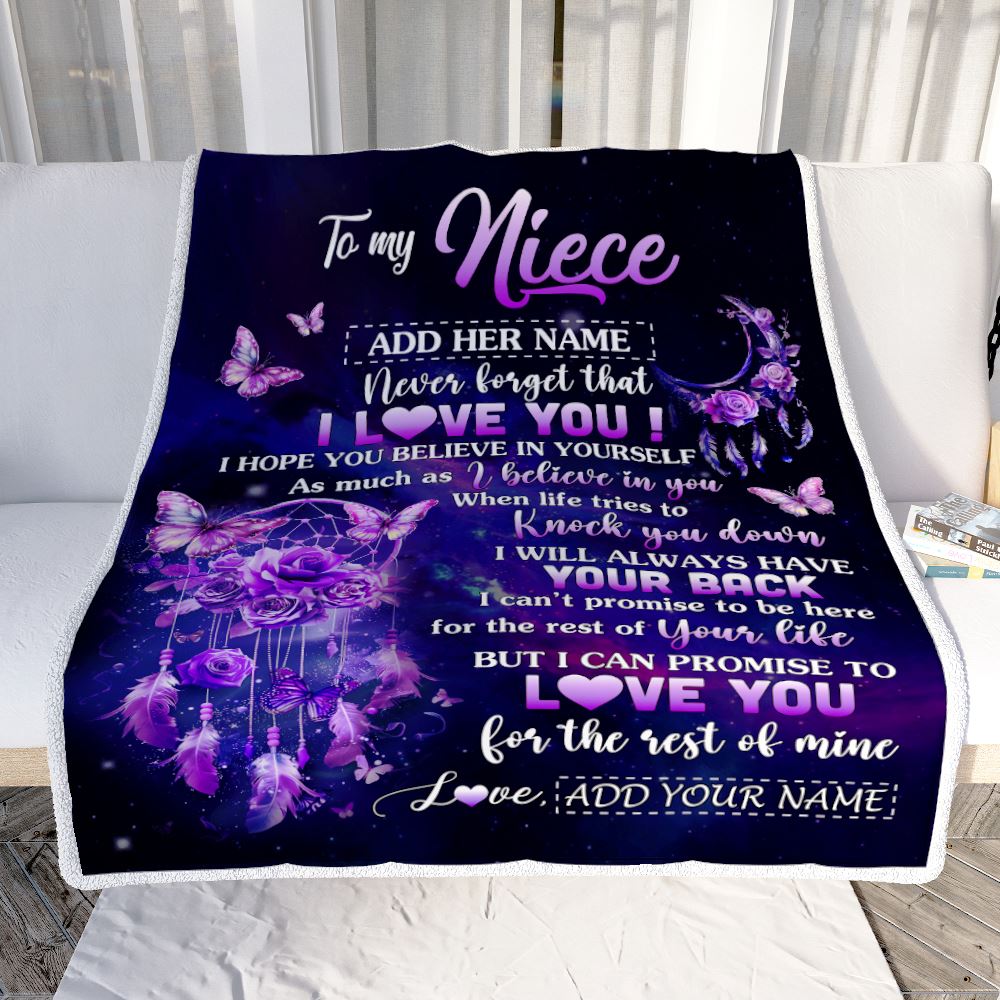 Personalized To My Niece Gifts Blanket From Aunt Uncle Floral Butterfly Love You Niece Birthday Gifts Graduation Christmas Customized Fleece Blanket | siriusteestore
