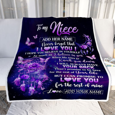 Personalized To My Niece Gifts Blanket From Aunt Uncle Floral Butterfly Love You Niece Birthday Gifts Graduation Christmas Customized Fleece Blanket | siriusteestore
