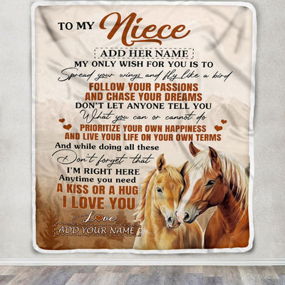Personalized To My Niece Gifts Blanket From Aunt Uncle Horse My Only Wish For You Niece Birthday Gifts Graduation Christmas Customized Fleece Throw Blanket | siriusteestore