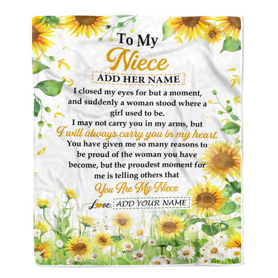 Personalized To My Niece Gifts Blanket From Aunt Uncle I Closed My Eyes Sunflower Best Niece Birthday Gifts Graduation Christmas Customized Fleece Blanket | siriusteestore