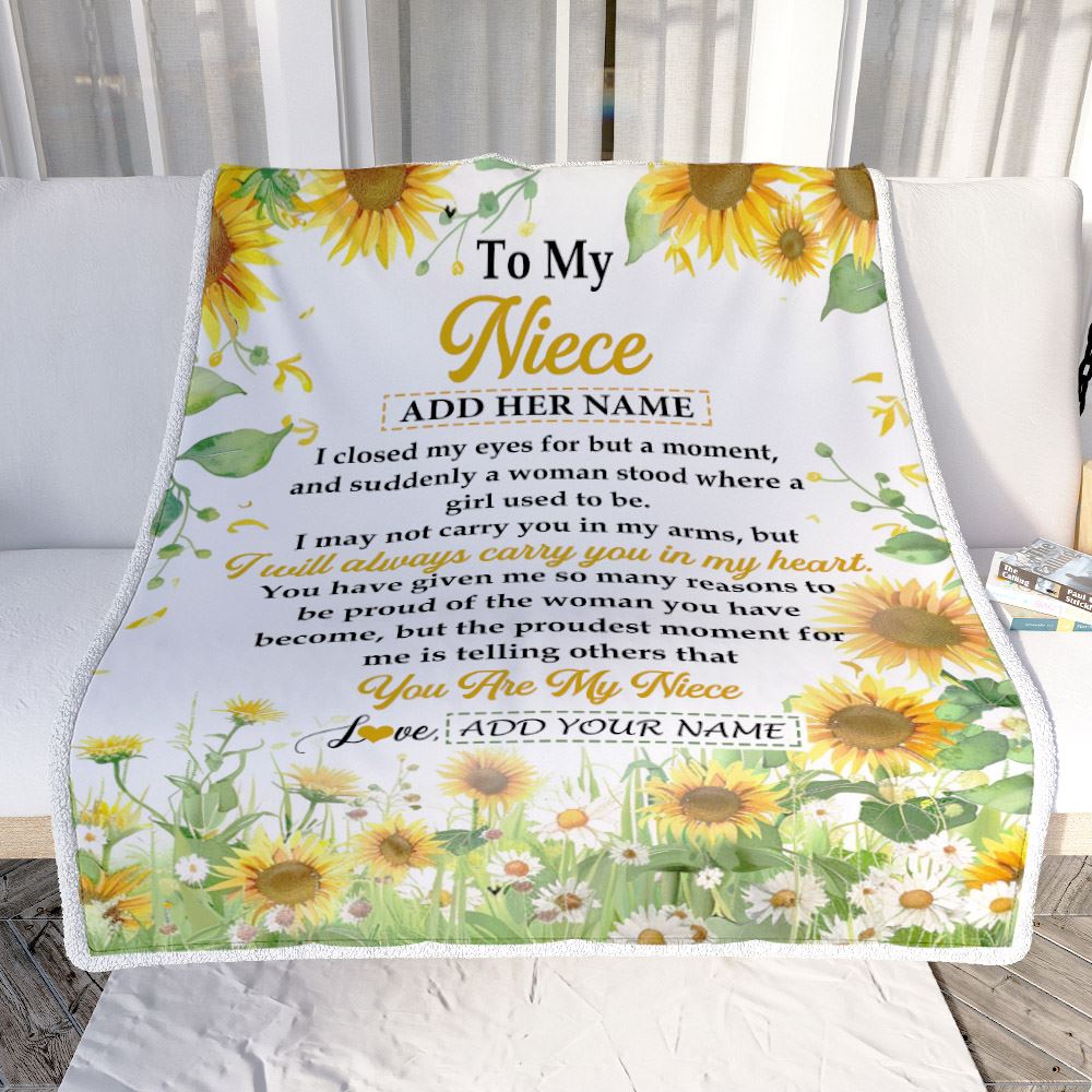 Personalized To My Niece Gifts Blanket From Aunt Uncle I Closed My Eyes Sunflower Best Niece Birthday Gifts Graduation Christmas Customized Fleece Blanket | siriusteestore