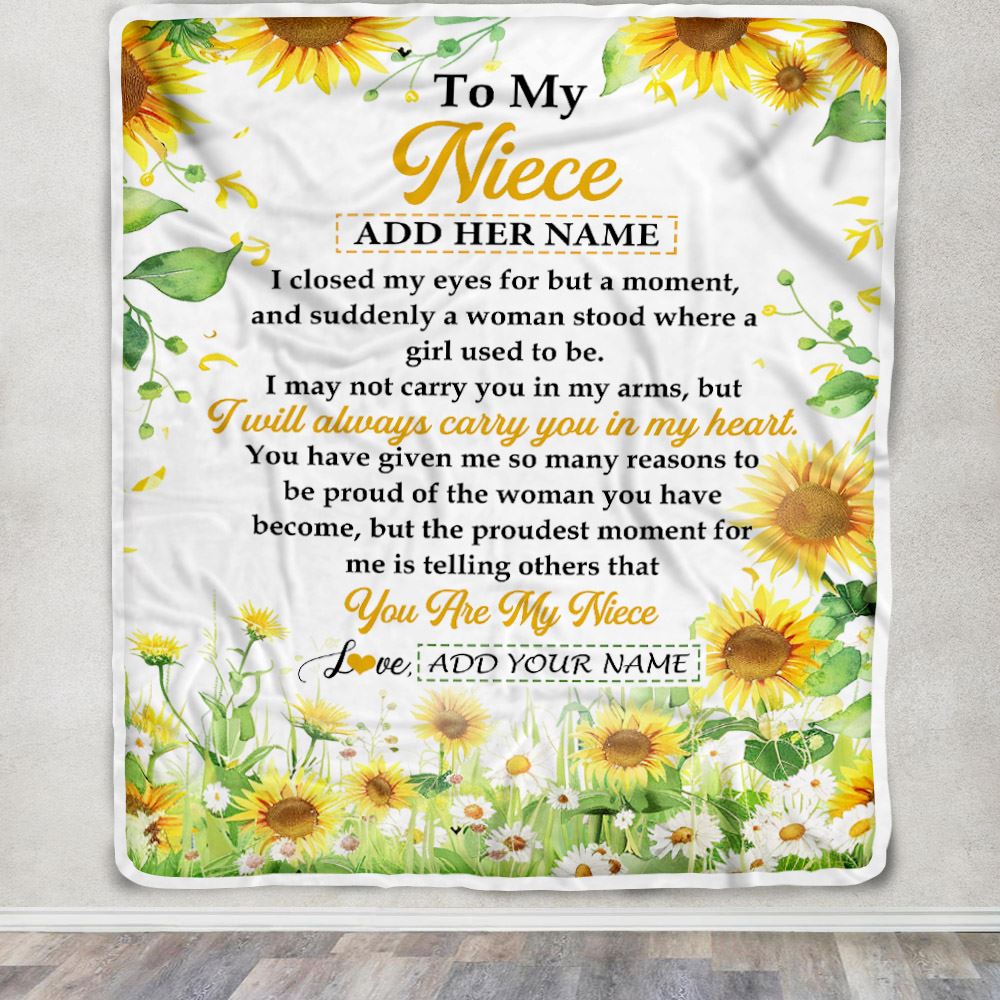Personalized To My Niece Gifts Blanket From Aunt Uncle I Closed My Eyes Sunflower Best Niece Birthday Gifts Graduation Christmas Customized Fleece Blanket | siriusteestore