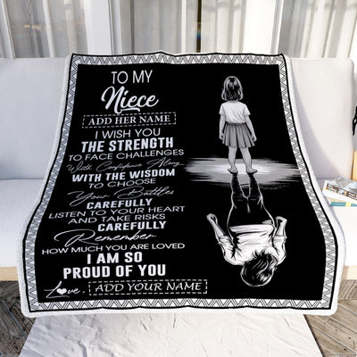 Personalized To My Niece Gifts Blanket From Aunt Uncle I Wish You The Strength Aunt Niece Birthday Gifts Christmas Graduation Custom Fleece Throw Blanket | siriusteestore
