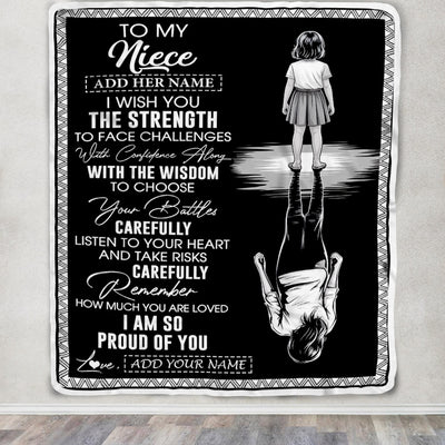Personalized To My Niece Gifts Blanket From Aunt Uncle I Wish You The Strength Aunt Niece Birthday Gifts Christmas Graduation Custom Fleece Throw Blanket | siriusteestore