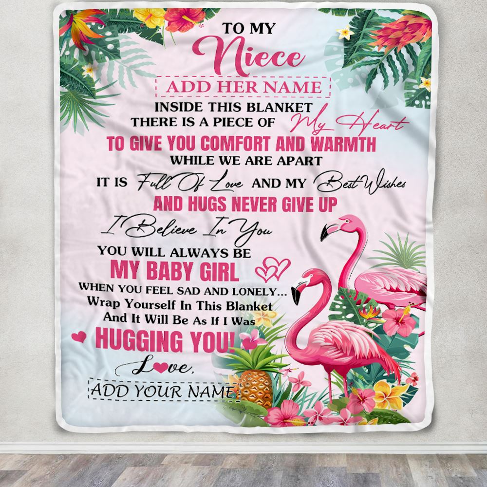 Personalized To My Niece Gifts Blanket From Aunt Uncle Inside This Blanket Flamingo Best Niece Birthday Gifts Graduation Christmas Customized Fleece Blanket | siriusteestore