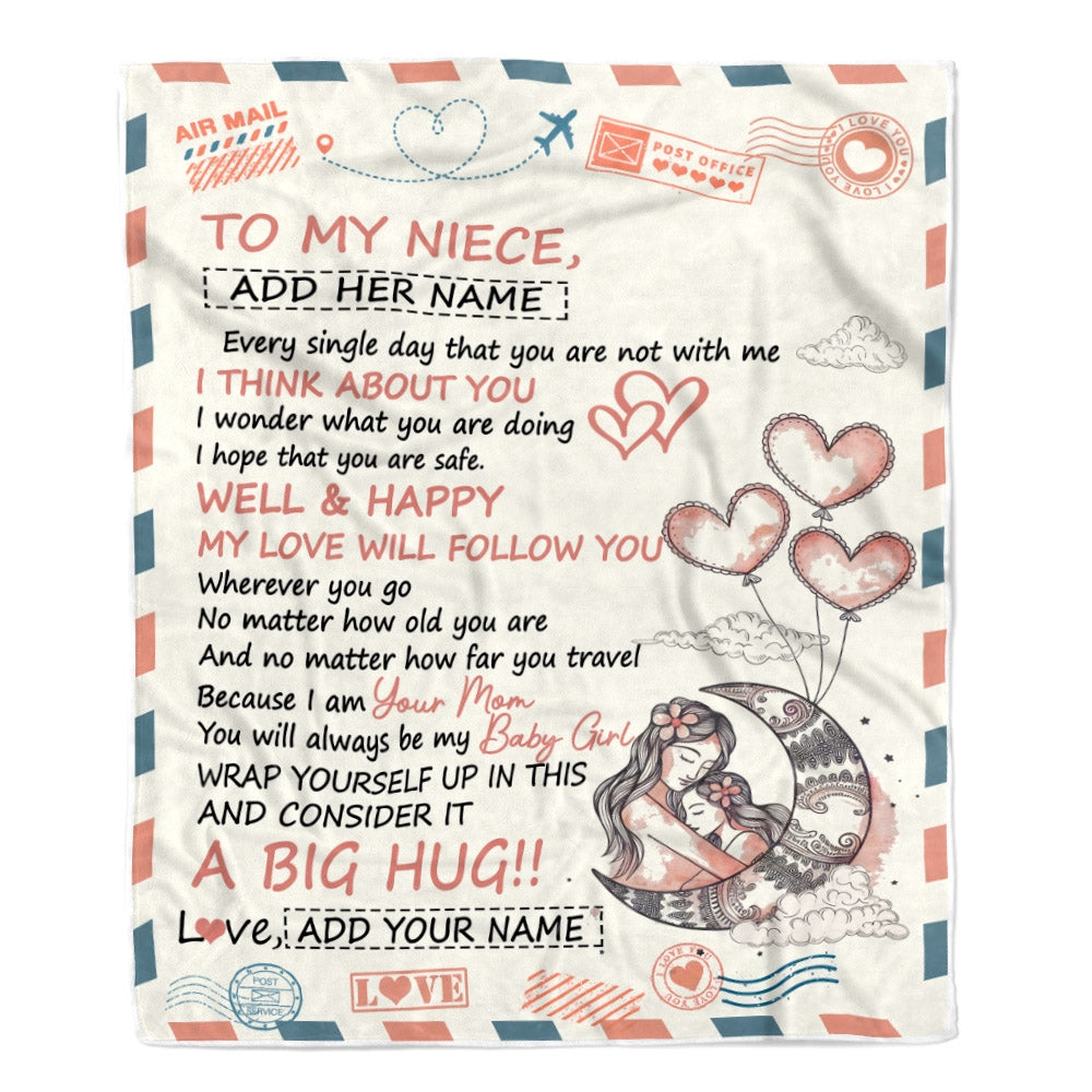 Personalized To My Niece Gifts Blanket From Aunt Uncle Long Distance Letter Blanket For Niece Birthday Gifts Graduation Christmas Customized Fleece Blanket | siriusteestore