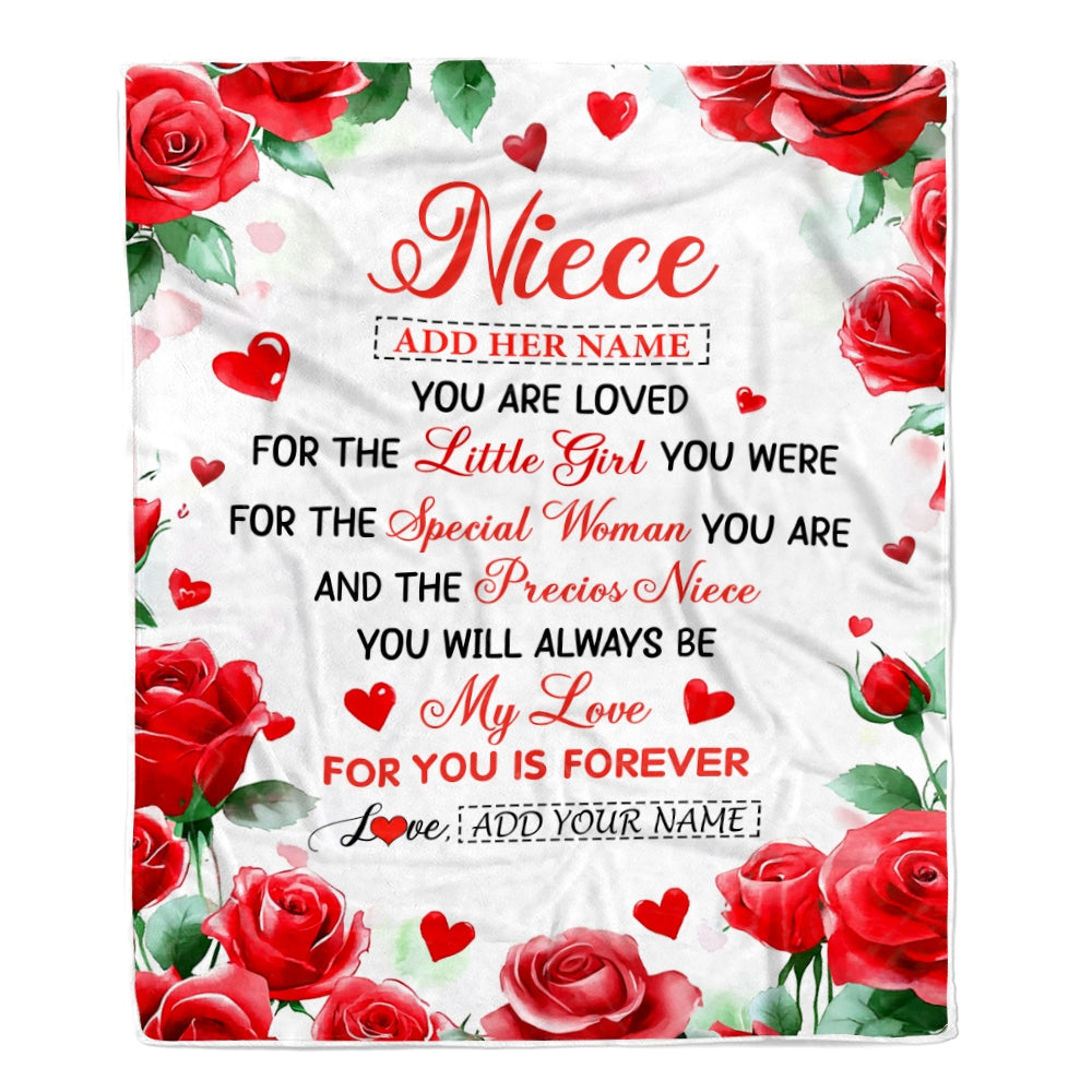 Personalized To My Niece Gifts Blanket From Aunt Uncle Rose Flower Present For Adult Birthday Gifts For Niece Christmas Graduation Custom Fleece Blanket | siriusteestore
