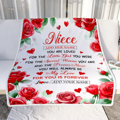 Personalized To My Niece Gifts Blanket From Aunt Uncle Rose Flower Present For Adult Birthday Gifts For Niece Christmas Graduation Custom Fleece Blanket | siriusteestore