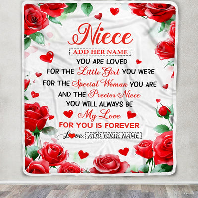 Personalized To My Niece Gifts Blanket From Aunt Uncle Rose Flower Present For Adult Birthday Gifts For Niece Christmas Graduation Custom Fleece Blanket | siriusteestore