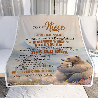 Personalized To My Niece Gifts Blanket From Aunt Uncle Whenever Bear Unique Birthday Gifts For Niece Graduation Christmas Customized Custom Fleece Blanket | siriusteestore