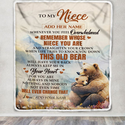 Personalized To My Niece Gifts Blanket From Aunt Uncle Whenever Bear Unique Birthday Gifts For Niece Graduation Christmas Customized Custom Fleece Blanket | siriusteestore