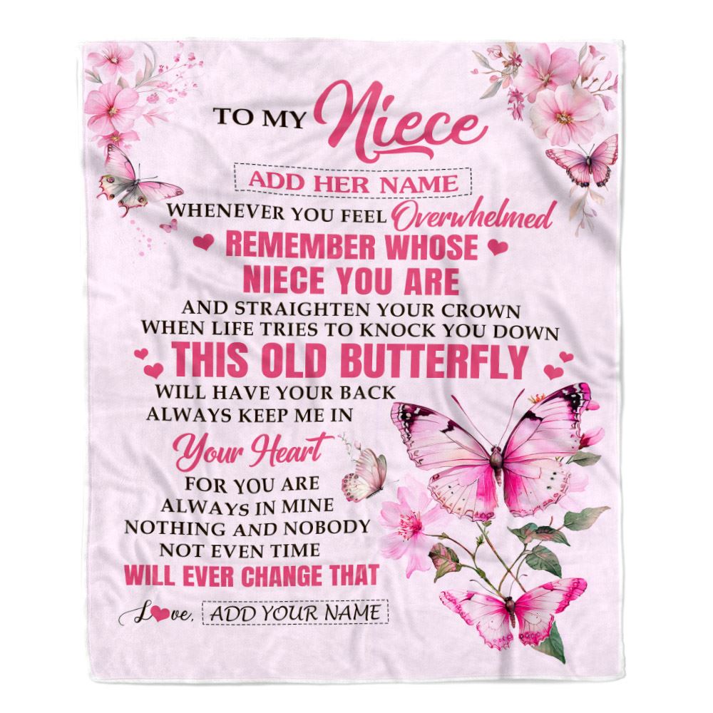 Personalized To My Niece Gifts Blanket From Aunt Uncle Whenever Butterfly Unique Birthday Gifts For Niece Graduation Christmas Customized Fleece Blanket | siriusteestore