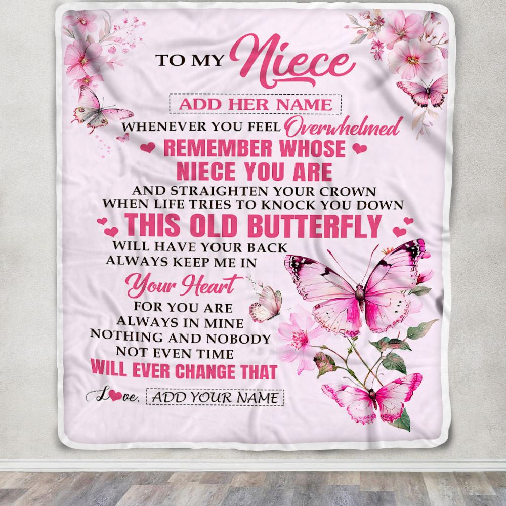 Personalized To My Niece Gifts Blanket From Aunt Uncle Whenever Butterfly Unique Birthday Gifts For Niece Graduation Christmas Customized Fleece Blanket | siriusteestore