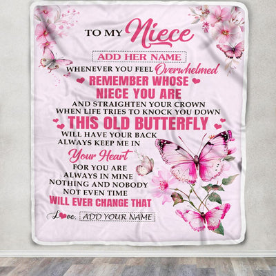 Personalized To My Niece Gifts Blanket From Aunt Uncle Whenever Butterfly Unique Birthday Gifts For Niece Graduation Christmas Customized Fleece Blanket | siriusteestore