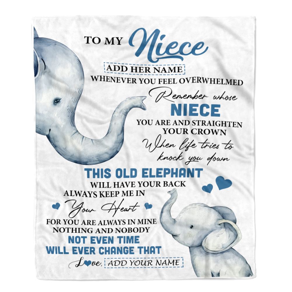 Personalized To My Niece Gifts Blanket From Aunt Uncle Whenever Elephant Unique Birthday Gifts For Niece Graduation Christmas Customized Custom Fleece Blanket | siriusteestore