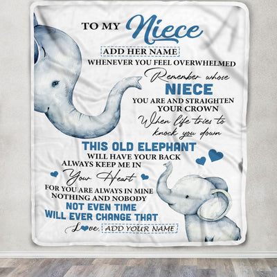 Personalized To My Niece Gifts Blanket From Aunt Uncle Whenever Elephant Unique Birthday Gifts For Niece Graduation Christmas Customized Custom Fleece Blanket | siriusteestore